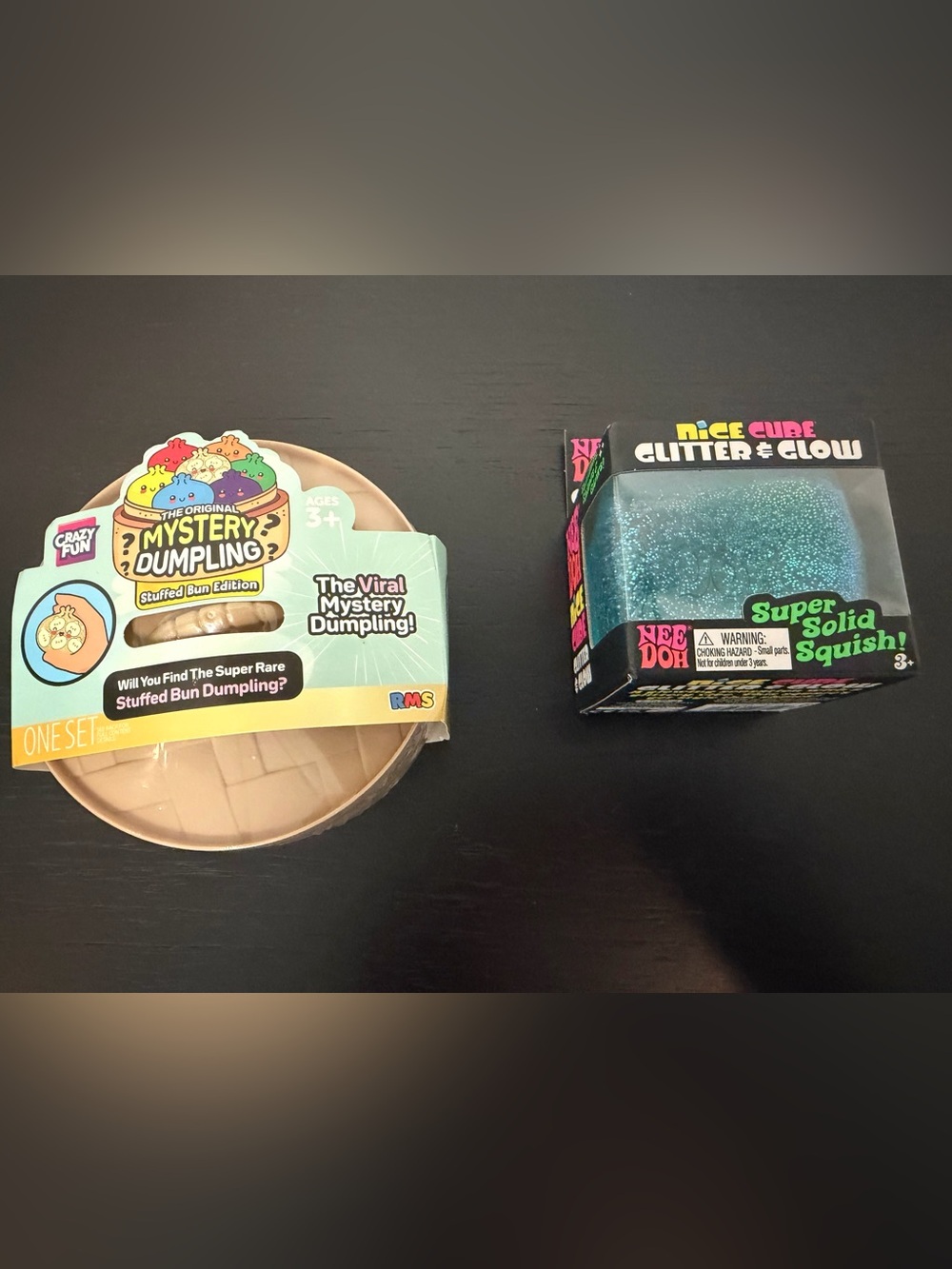 RMS Mystery Dumpling Stuffed Bun Edition & Nee Doh Glitter & Glow Squish Bundle